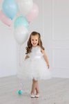 Рокля за кръщене в бяло с камъни Swarovski